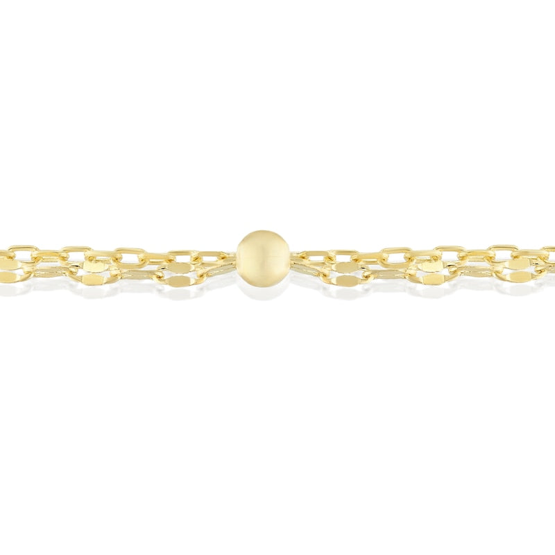 9ct Yellow Gold 6.5+1" Station Ball Sparkle Double Bracelet