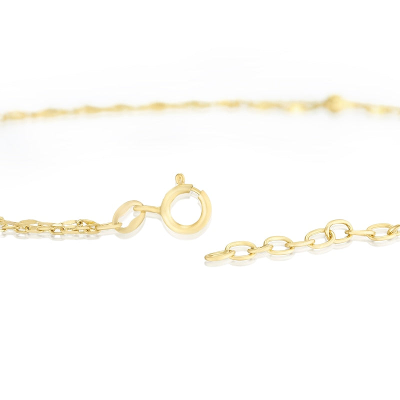 9ct Yellow Gold 6.5+1" Station Ball Sparkle Double Bracelet