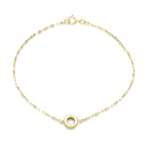 9ct Yellow Gold Small Open Circle Motif Bracelet