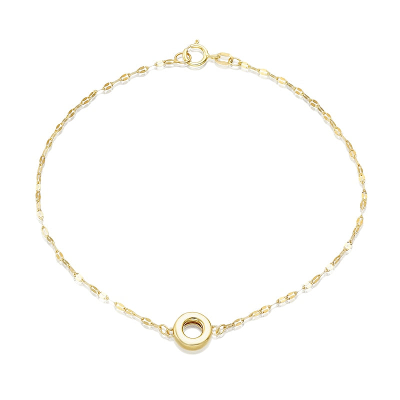 9ct Yellow Gold Small Open Circle Motif Bracelet