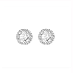 Sterling Silver Cubic Zirconia Round Halo Earring & Pendant Jewellery Set