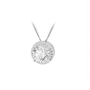 Sterling Silver Cubic Zirconia Round Halo Earring & Pendant Jewellery Set