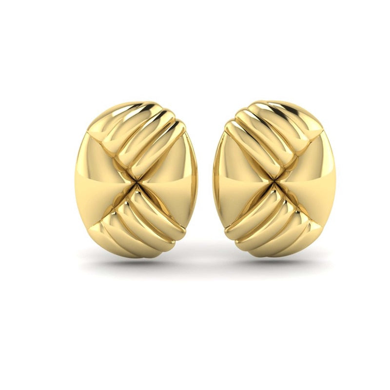 KLEORA LINEA Modern Electrum™ Textured Oval Stud Earrings