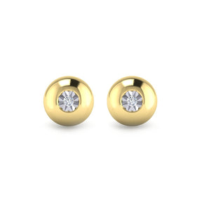 KLEORA AURORA Modern Electrum™ Miracle Plate Diamond Sphere Stud Earrings