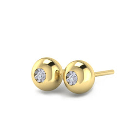 KLEORA AURORA Modern Electrum™ Miracle Plate Diamond Sphere Stud Earrings
