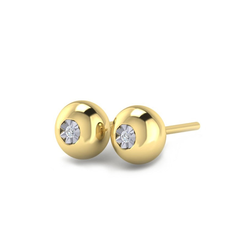 KLEORA AURORA Modern Electrum™ Miracle Plate Diamond Sphere Stud Earrings