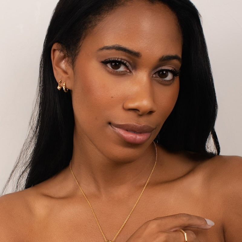 KLEORA PYRAMID Modern Electrum™ Diamond Pyramid Hoop Earrings