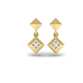 KLEORA PYRAMID Modern Electrum™ Diamond Pyramid Drop Earrings