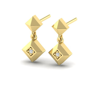 KLEORA PYRAMID Modern Electrum™ Diamond Pyramid Drop Earrings