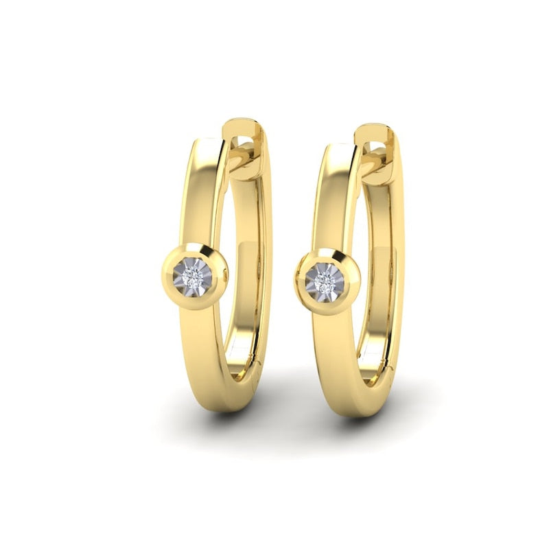 KLEORA AURORA Modern Electrum™ Miracle Plate Diamond Hoop Earrings