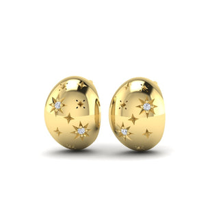 KLEORA AURORA Modern Electrum™ Diamond Star Burst Half Hoop Earrings