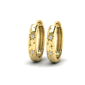 KLEORA AURORA Modern Electrum™ Diamond Star Burst Hoop Earrings