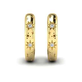 KLEORA AURORA Modern Electrum™ Diamond Star Burst Hoop Earrings