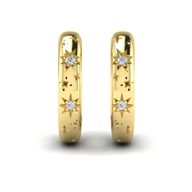 KLEORA AURORA Modern Electrum™ Diamond Star Burst Hoop Earrings