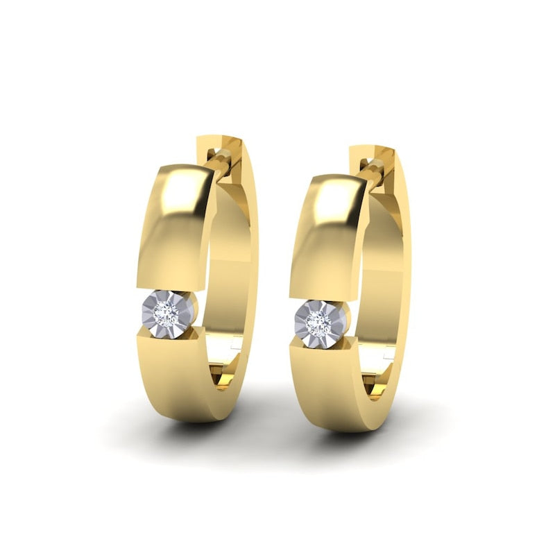 KLEORA AURORA Modern Electrum™ Miracle Plate Diamond Hoop Earrings