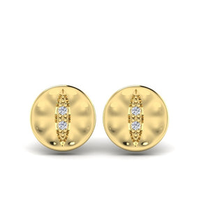 KLEORA IRIS Modern Electrum™ Diamond Cat Eye Circle Stud Earrings