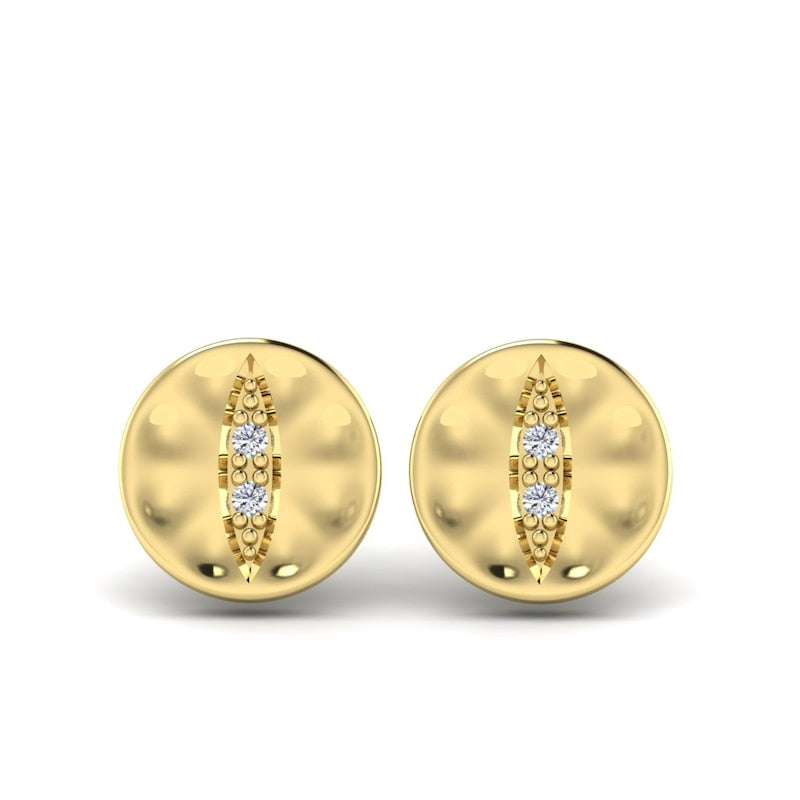 KLEORA IRIS Modern Electrum™ Diamond Cat Eye Circle Stud Earrings