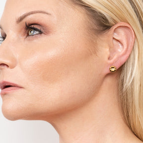 KLEORA IRIS Modern Electrum™ Diamond Cat Eye Circle Stud Earrings