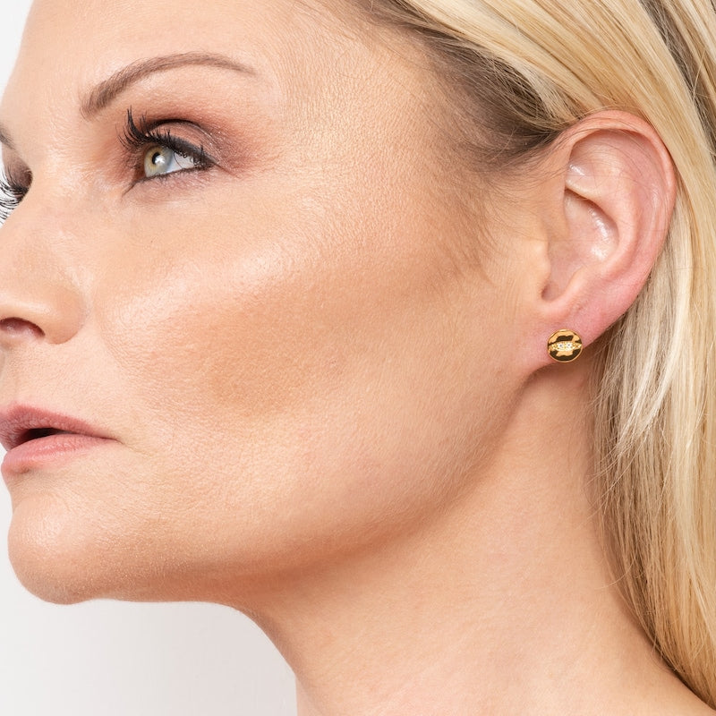 KLEORA IRIS Modern Electrum™ Diamond Cat Eye Circle Stud Earrings