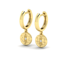 KLEORA IRIS Modern Electrum™ Diamond Cats Eye Circle Droplet Hoop Earrings