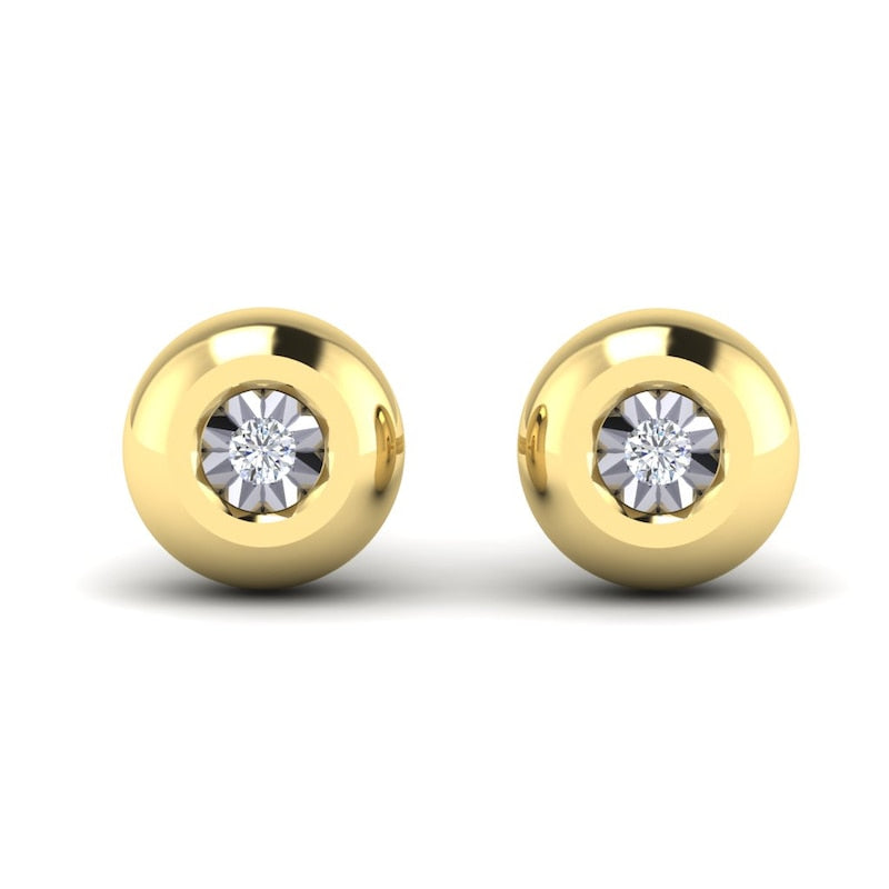 KLEORA AURORA Modern Electrum™ Miracle Plate Diamond Circle Stud Earrings