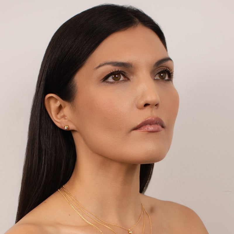 KLEORA AURORA Modern Electrum™ Miracle Plate Diamond Circle Stud Earrings