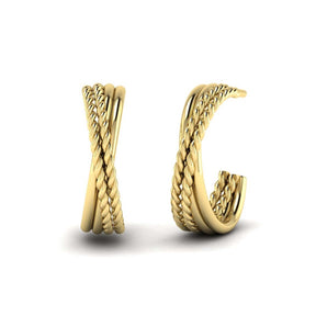 KLEORA CONTORTO Modern Electrum™ Rope & Polished Crossover Hoop Earrings