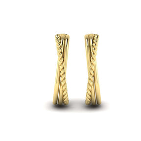 KLEORA CONTORTO Modern Electrum™ Rope & Polished Rectangular Crossover Hoop Earrings