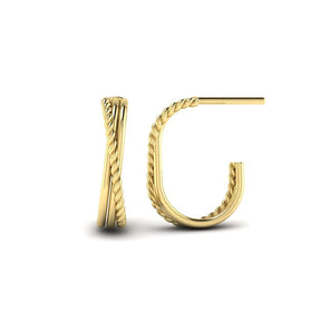 KLEORA CONTORTO Modern Electrum™ Rope & Polished Rectangular Crossover Hoop Earrings