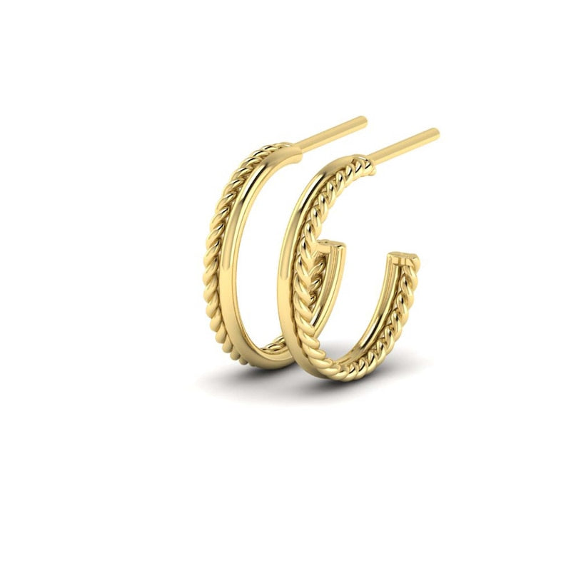 KLEORA CONTORTO Modern Electrum™ Rope & Polished Hoop Earrings