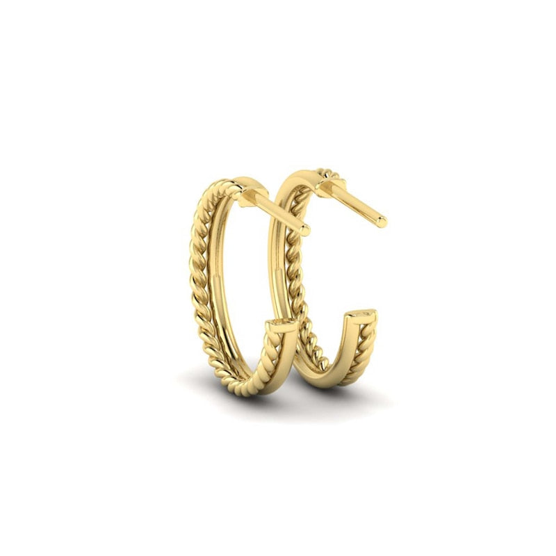 KLEORA CONTORTO Modern Electrum™ Rope & Polished Hoop Earrings