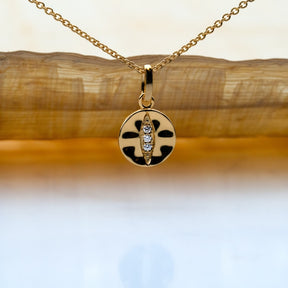 KLEORA IRIS Modern Electrum™ Diamond Cats Eye Circle Pendant