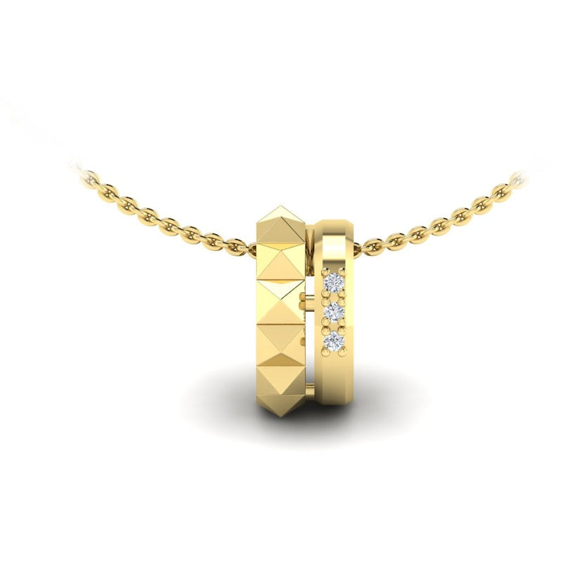 KLEORA PYRAMID Modern Electrum™ Diamond Pyramid Circle Pendant
