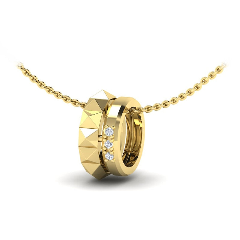 KLEORA PYRAMID Modern Electrum™ Diamond Pyramid Circle Pendant