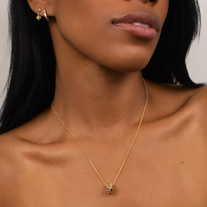 KLEORA PYRAMID Modern Electrum™ Diamond Pyramid Circle Pendant