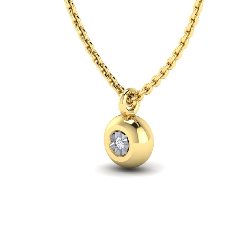 KLEORA AURORA Modern Electrum™ Miracle Plate Diamond Circle Pendant