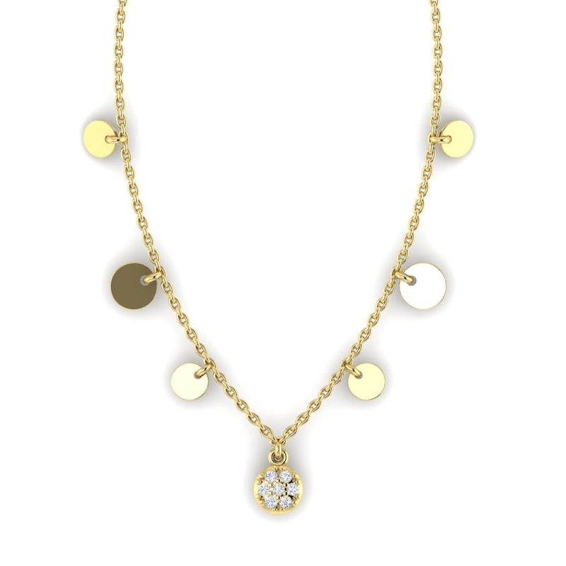KLEORA AURORA Modern Electrum™ Diamond Disc Station Necklace