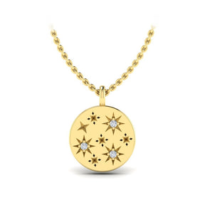 KLEORA AURORA Modern Electrum™ Diamond Star Burst Disc Pendant