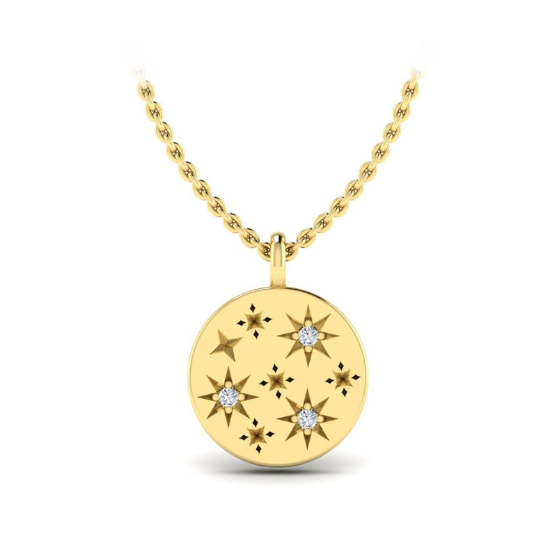 KLEORA AURORA Modern Electrum™ Diamond Star Burst Disc Pendant