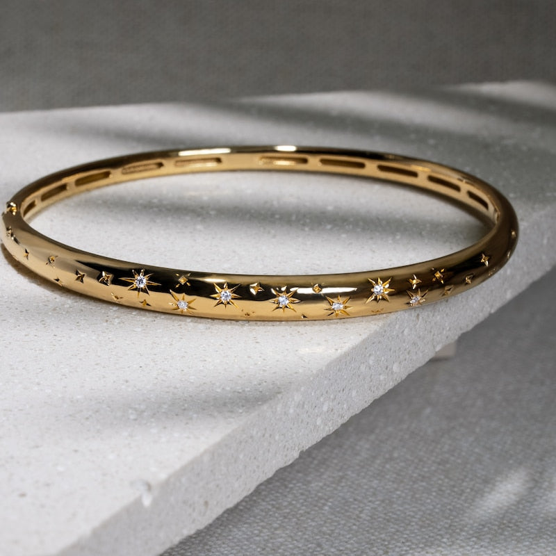 KLEORA AURORA Modern Electrum™ Diamond Star Burst Bangle