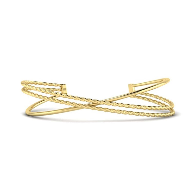 KLEORA CONTORTO Modern Electrum™ Rope & Polished Crossover Bangle