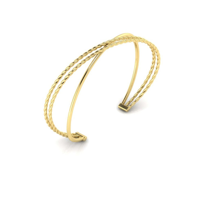 KLEORA CONTORTO Modern Electrum™ Rope & Polished Crossover Bangle