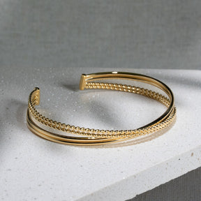 KLEORA CONTORTO Modern Electrum™ Rope & Polished Crossover Bangle