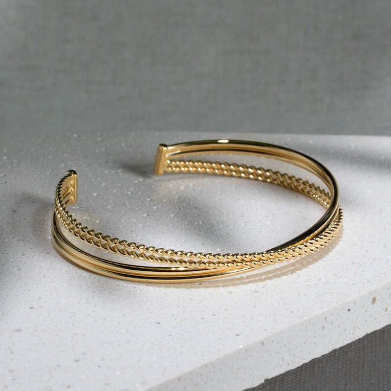KLEORA CONTORTO Modern Electrum™ Rope & Polished Crossover Bangle