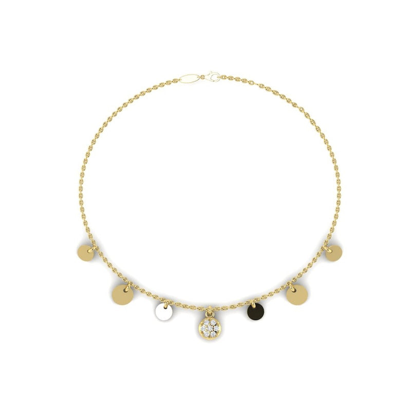 KLEORA AURORA Modern Electrum™ Diamond Disc Station Bracelet