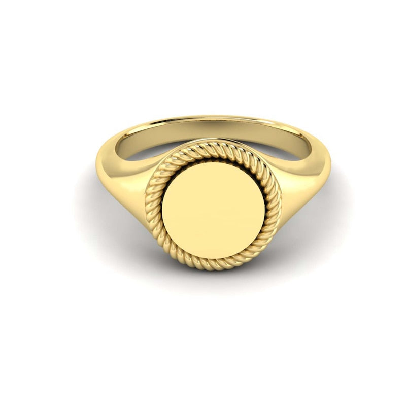 KLEORA CONTORTO Modern Electrum™ Rope & Polished Signet Ring