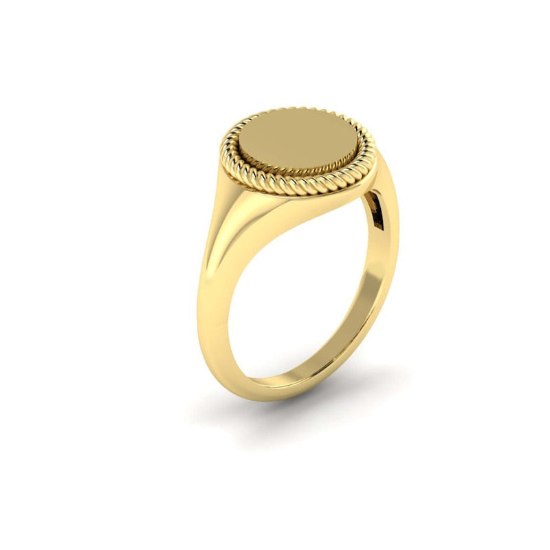 KLEORA CONTORTO Modern Electrum™ Rope & Polished Signet Ring