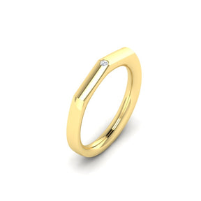 KLEORA PYRAMID Modern Electrum™ Facetted Single Stone Diamond Ring