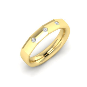 KLEORA PYRAMID Modern Electrum™ Facetted 3-Stone Diamond Ring