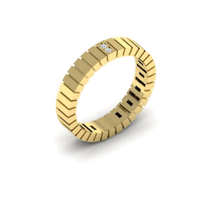 KLEORA LINEA Modern Electrum™ Diamond Narrow Linear Ring